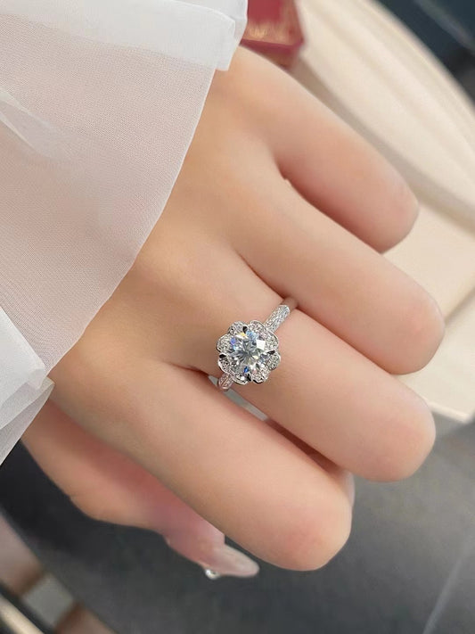 Flower-shaped moissanite women's ring engagement ring/wedding ring/Valentine's Day, Christmas gift