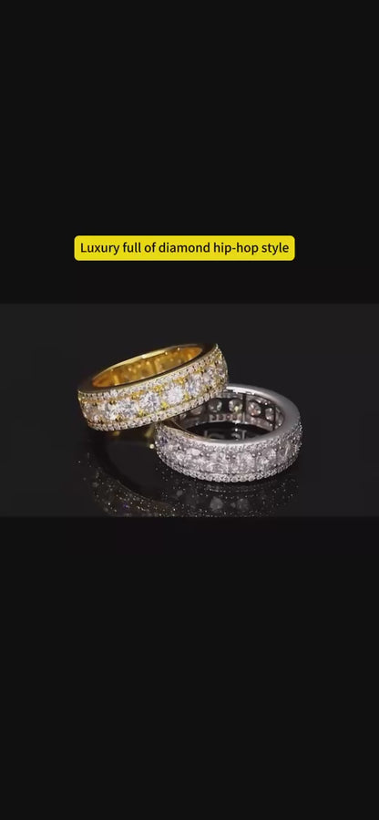 925 full diamond hip-hop style moissanite ring, couple ring